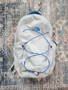 The North Face Jester Backpack in White with Blue Accents